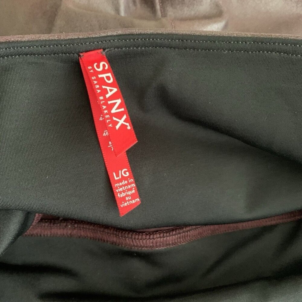 Spanx by Sara Blakely Faux Leather Women’s Leggings Size L Dark Maroon - Picture 3 of 6